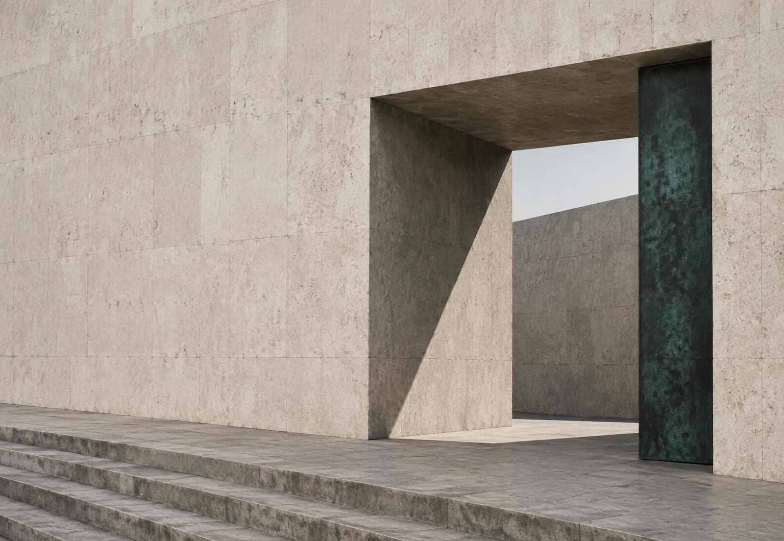 A precise opening in a monumental stone structure